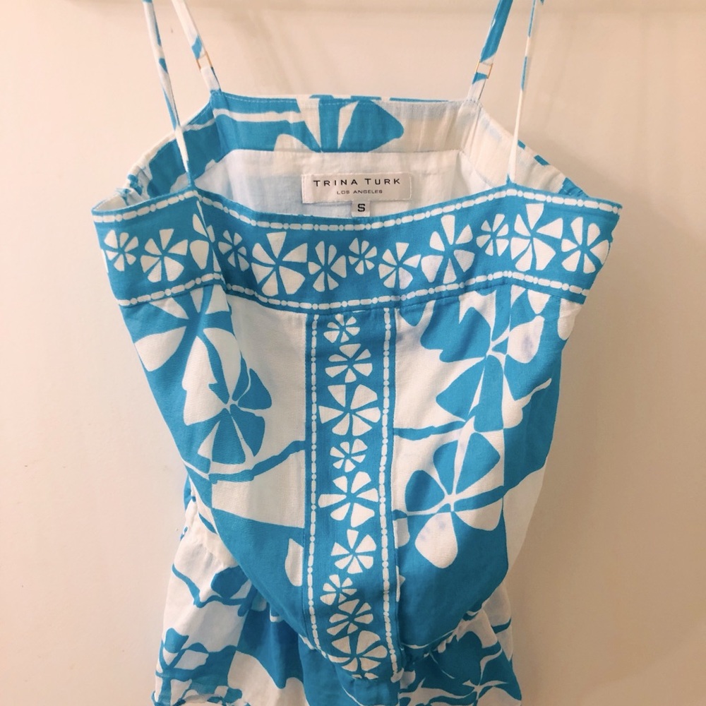 Trina Turk Peplum Camisole Caribbean Blue Top S